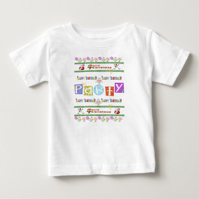 Camiseta De Bebé Bebé Romper Feliz Navidad Feliz Cumpleaños (Anverso)