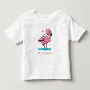 Camiseta De Bebé Bebé rosa Flamingo en el agua