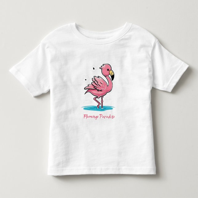 Camiseta De Bebé Bebé rosa Flamingo en el agua (Anverso)