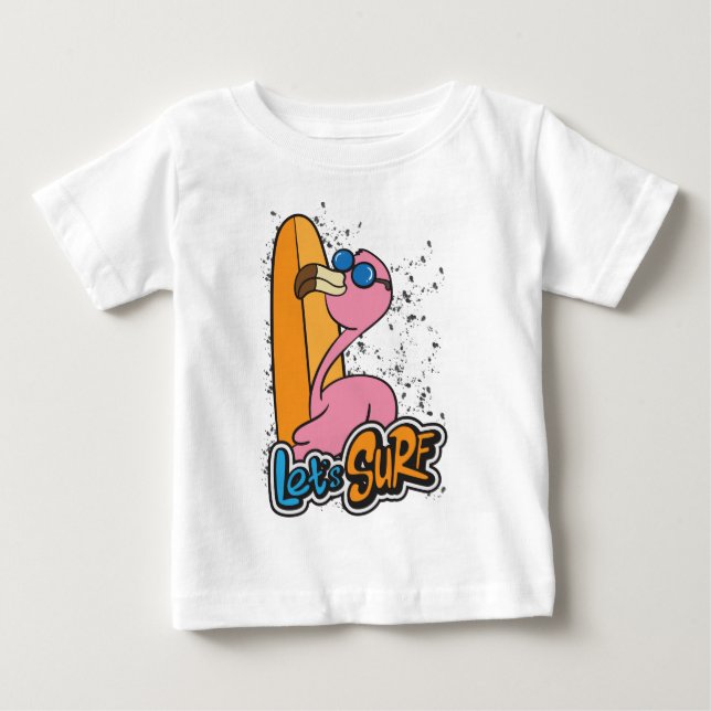 Camiseta De Bebé Bebé surfista flamenco  (Anverso)