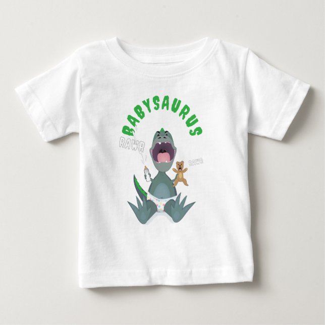 Camiseta De Bebé Bebé T-rex Babysaurus Verde  (Anverso)