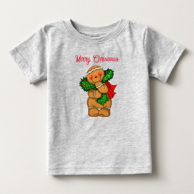 Camiseta De Bebé Bebé T-Shirt Holiday Gingerbread Persona (Anverso)