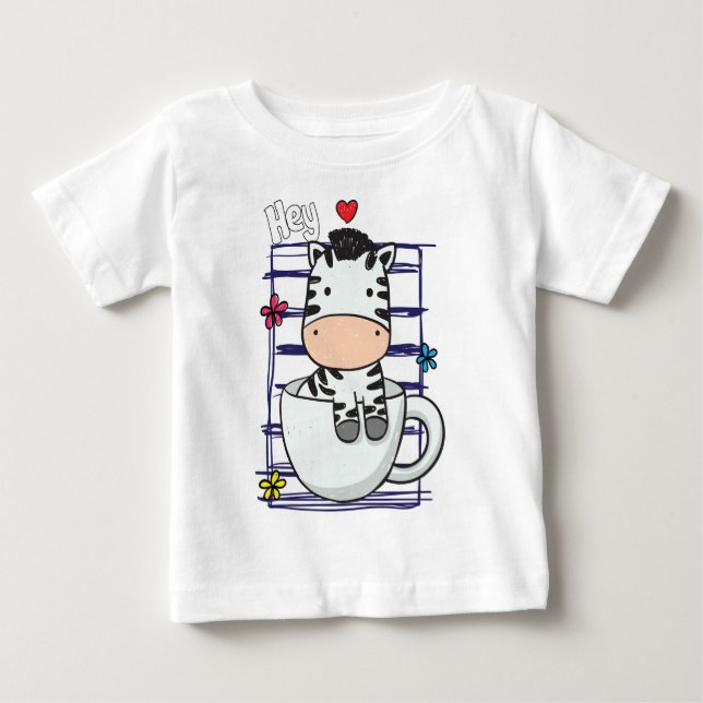 Camiseta De Bebé bebé taza cebra (Anverso)