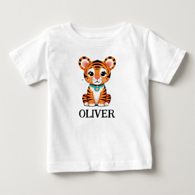 Camiseta De Bebé Bebé tigre personalizado lindo (Anverso)