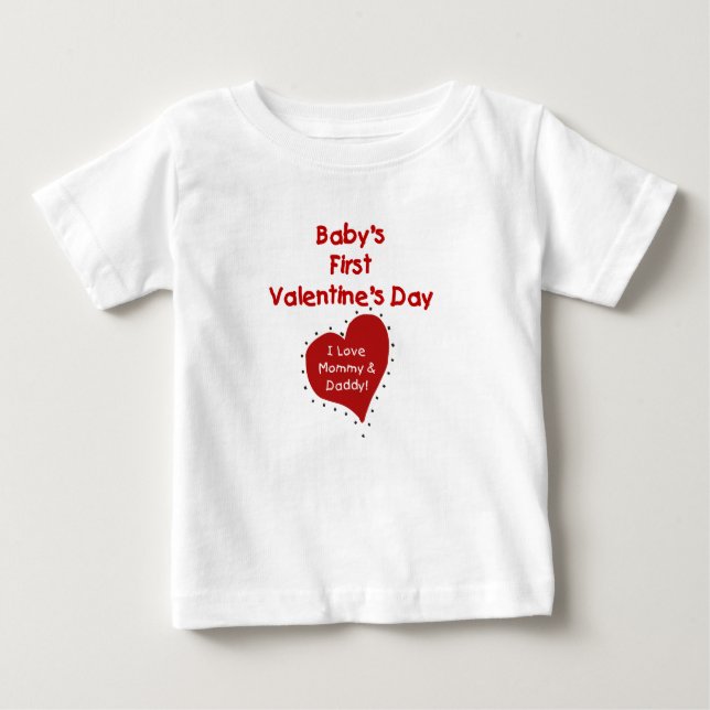 Camiseta De Bebé Bebé Valentine ama a mamá y papá (Anverso)