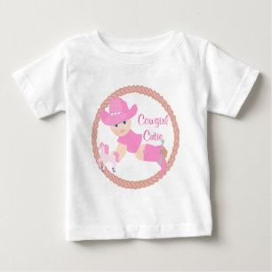 Camiseta De Bebé Bebé Vaquera Botas y Vestido de Caballo Rosa