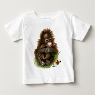 Camiseta De Bebé Bebé y mariposa de Orangután