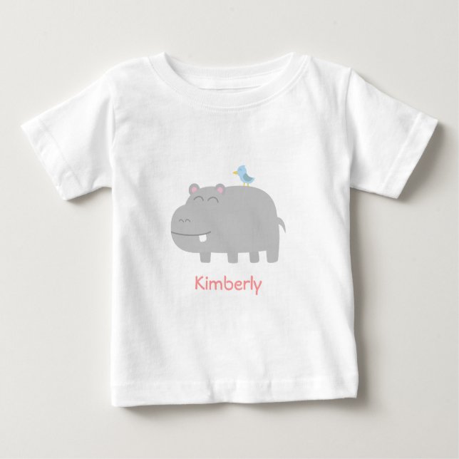 Camiseta De Bebé Bebé y niños: Hipopótamo lindo con el dibujo (Anverso)