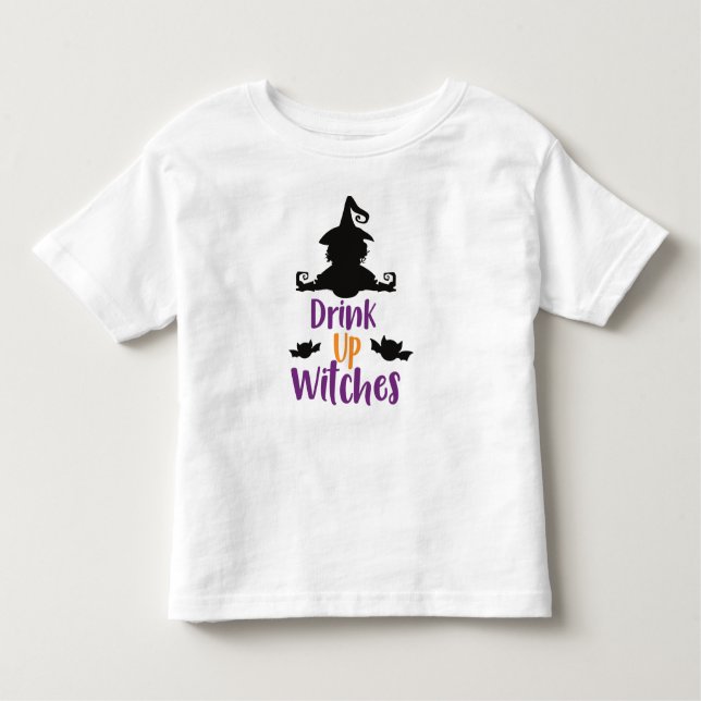 Camiseta De Bebé Beber brujas, brujas, murciélagos, Halloween (Anverso)