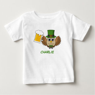 Camiseta De Bebé Beber de búho San Patrick's Day Personalizar