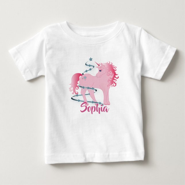 Camiseta De Bebé Bebés Navidades unicornio Personalizado Chica rosa (Anverso)