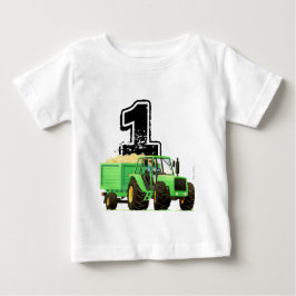 Camiseta De Bebé Bebés Personalizado Green Tractor Primer cumpleaño