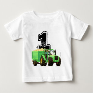 Camiseta De Bebé Bebés Personalizado Green Tractor Primer cumpleaño