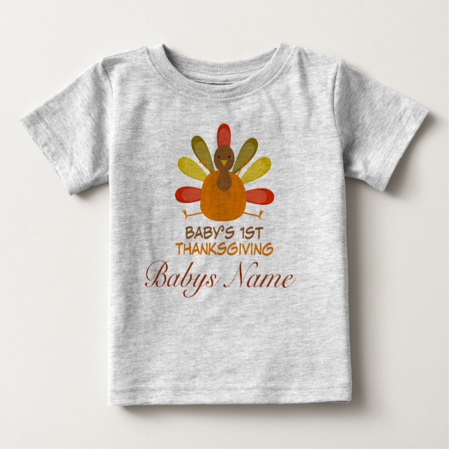 Camiseta De Bebé Bebés personalizados 1° Día de Acción de Gracias T (Anverso)
