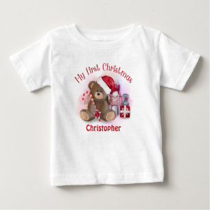 Camiseta De Bebé Bebés personalizados primer oso de peluche navideñ