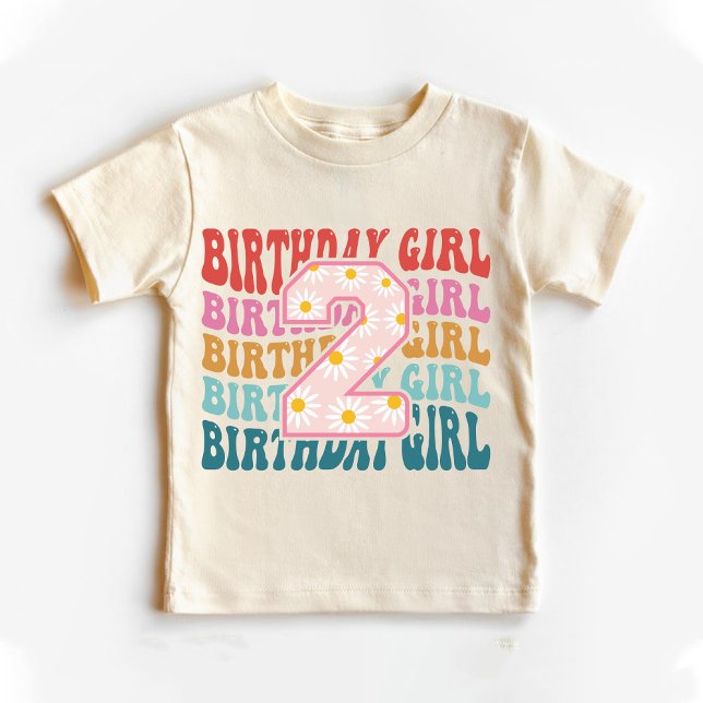 Camiseta De Bebé Bebés Segundo Patrón de Repetición Rosa de Cumplea (Baby Girls 2nd Birthday Pink Repeating Pattern Toddler T-shirt)