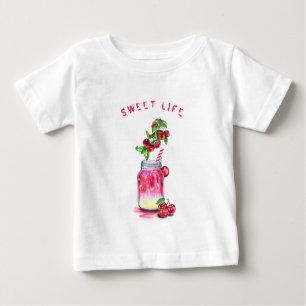 Camiseta De Bebé Bebida dulce de jugo de cereza Frutas Graciosa Cam