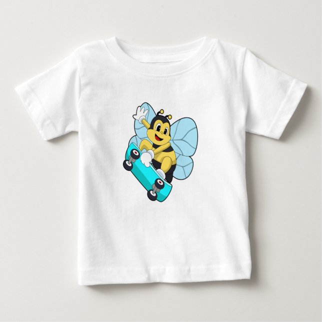 Camiseta De Bebé Bee as Skater con Skateboard (Anverso)