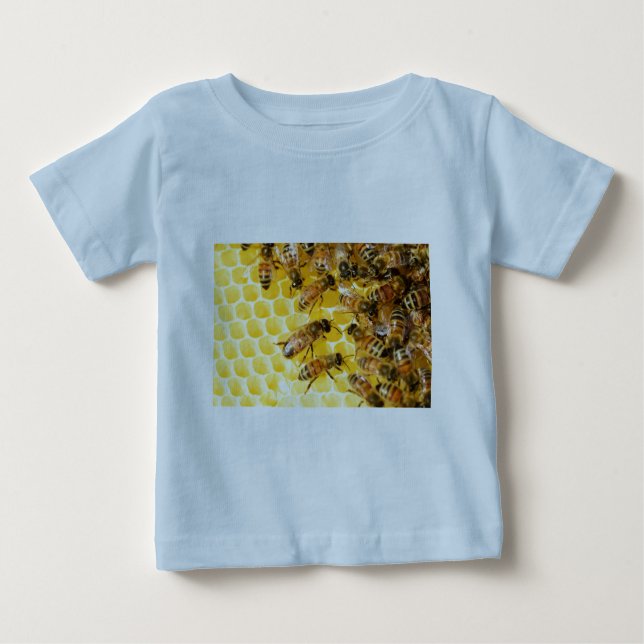 Camiseta De Bebé Bee Bees Hive Honey Comb dulce postre Amarillo (Anverso)