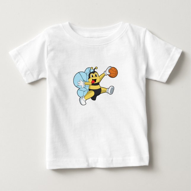 Camiseta De Bebé Bee como jugador de baloncesto con baloncesto (Anverso)