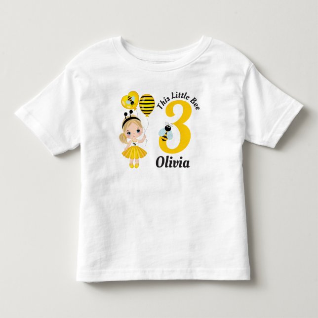 Camiseta De Bebé Bee Cute Little Girl Birthday Toddler T-Shirt (Anverso)