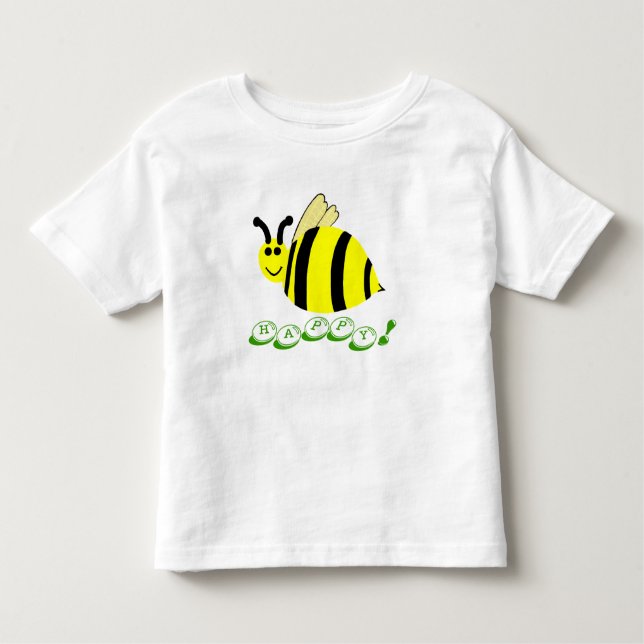 Camiseta De Bebé Bee Happy Sonriente Yellow Bumble Bee Candy Bits (Anverso)