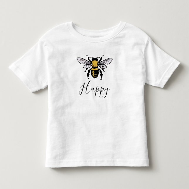 Camiseta De Bebé Bee Happy Toddler T-Shirt (Anverso)