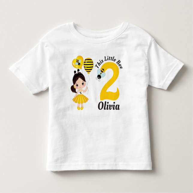 Camiseta De Bebé Bee Little Cute Chica Birthday Toddler T-Shirt (Anverso)