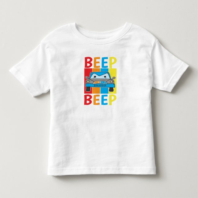 Camiseta De Bebé Beep beep de un auto azul personalizado beep Toddl (Anverso)