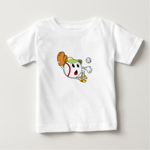 Camiseta De Bebé Béisbol con guante de béisbol y gorra