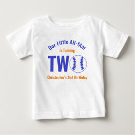 Camiseta De Bebé Béisbol Estelar Cumpleaños 2