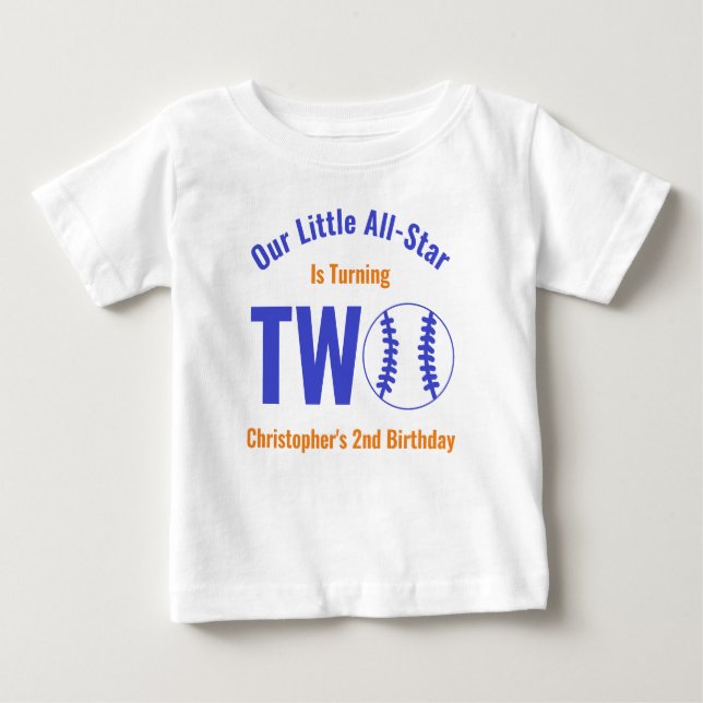 Camiseta De Bebé Béisbol Estelar Cumpleaños 2 (Anverso)