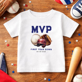 Camiseta De Bebé Béisbol Primer Año Abajo 1er Cumpleaños
