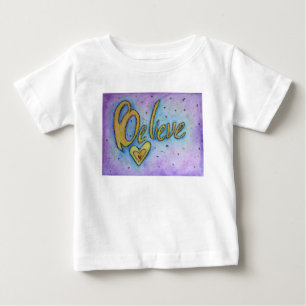Camiseta De Bebé Believe Heart Inspirador Word Art Personalizado Sh