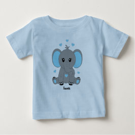 Camiseta De Bebé Bello elefante bebé en azul, dibujado a mano, 