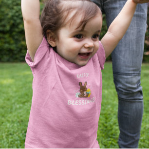 CAMISETA DE BEBÉ BENDICIONES DE PASCUA ROSA
