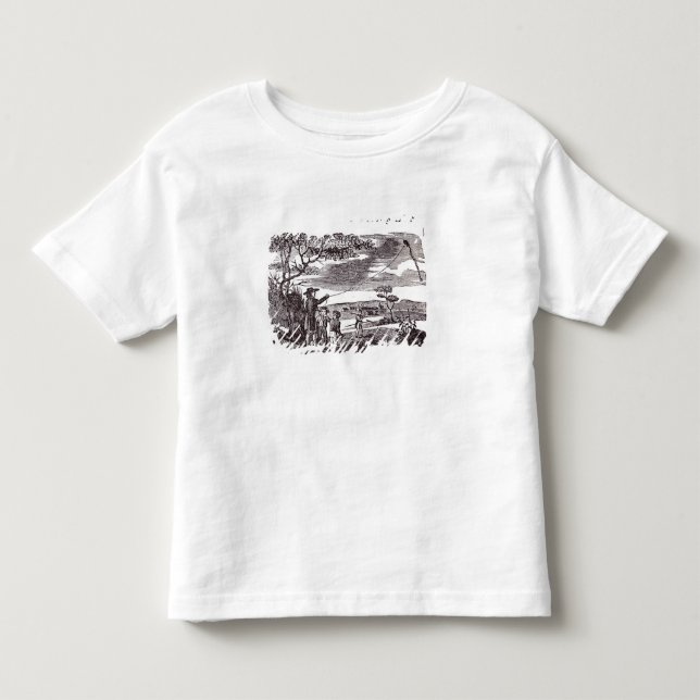 Camiseta De Bebé Benjamin Franklin conduce su experimento de la (Anverso)