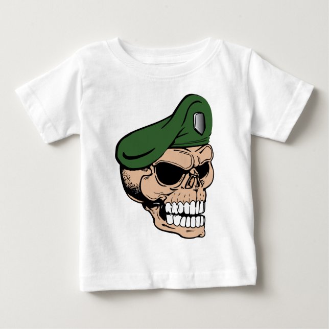Camiseta De Bebé Beret verde cráneo (Anverso)