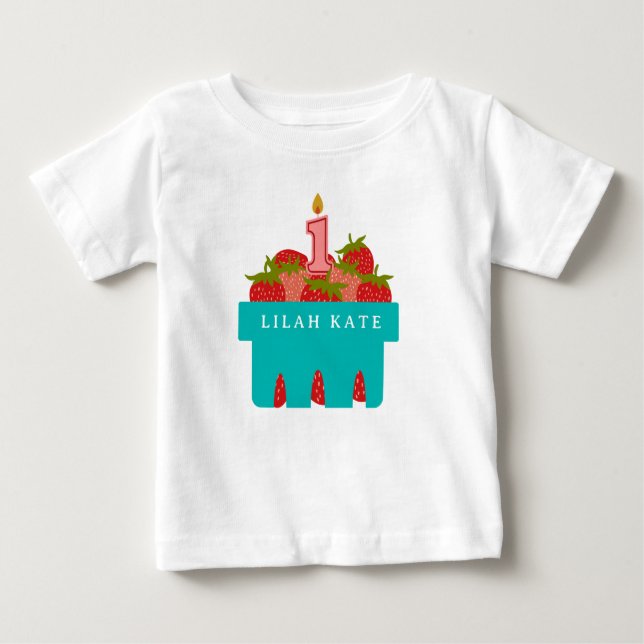 Camiseta De Bebé Berry First Birday Strawberry Basket (Anverso)