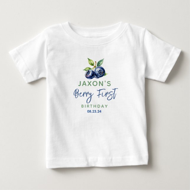 Camiseta De Bebé Berry First Blueberry Primer Fiesta de cumpleaños (Anverso)