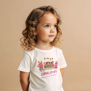 Camiseta De Bebé Berry First Happy Birthday Bunnies and Cake