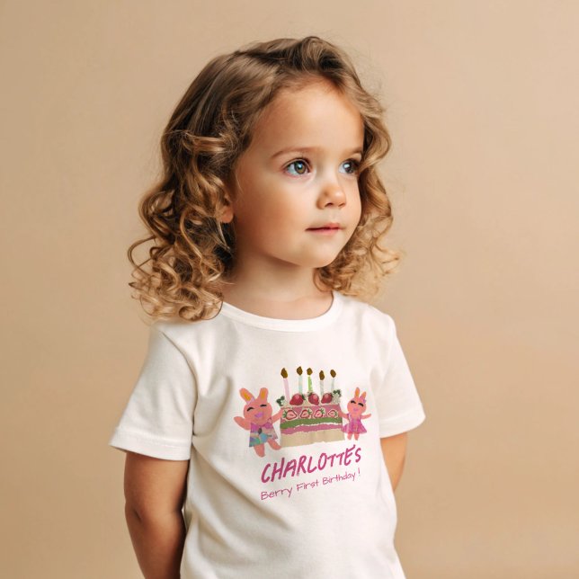 Camiseta De Bebé Berry First Happy Birthday Bunnies and Cake (Subido por el creador)