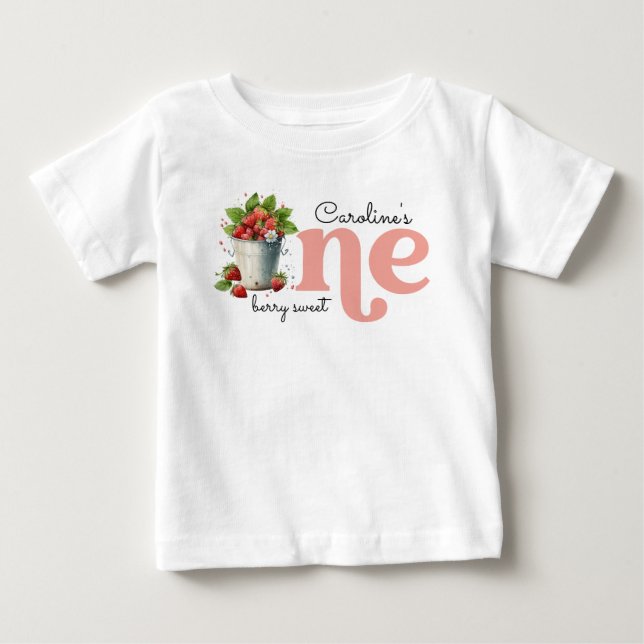 Camiseta De Bebé Berry Sweet Strawbery Baby Girl Fiesta de primer c (Anverso)