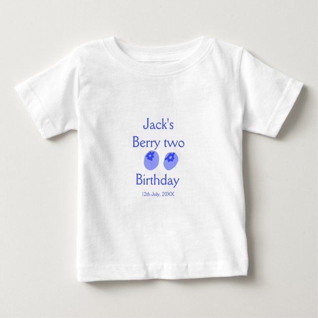 Camiseta De Bebé Berry two birthday blue berry add name date kids r (Anverso)
