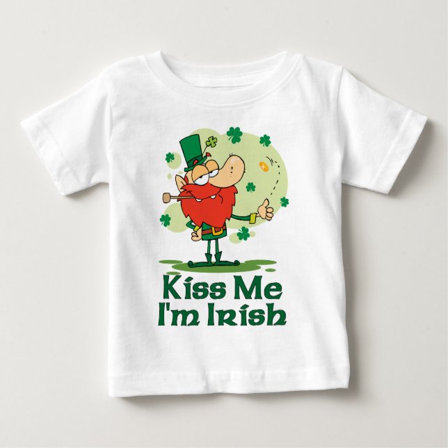 Camiseta De Bebé Bésame soy el irlandés Funny Leprechaun (Anverso)