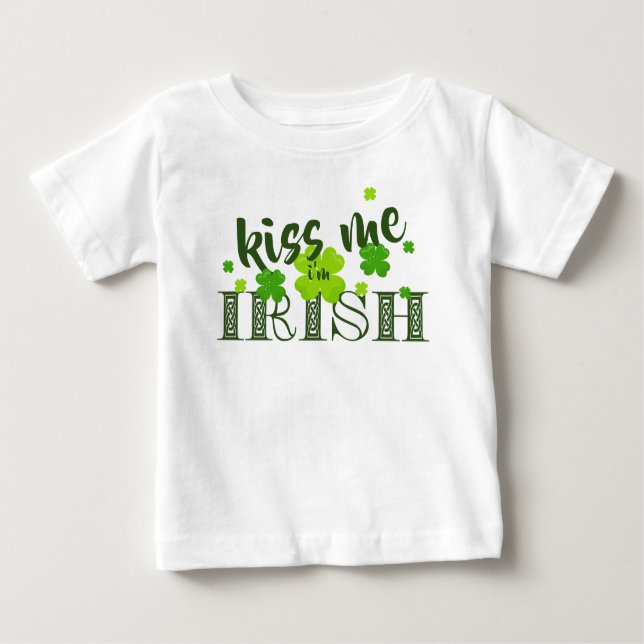 Camiseta De Bebé Bésame soy el irlandés Lucky Clover Green St Paddy (Anverso)