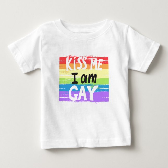 Camiseta De Bebé Bésame, soy gay (Anverso)