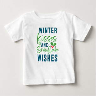 Camiseta De Bebé Besos de Invierno y Deseos de Copo de Nieve-51963