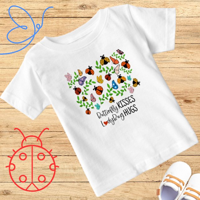 Camiseta De Bebé Besos de Mariposa, Abrazos de Mariquita (Subido por el creador)
