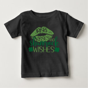 Camiseta De Bebé Besos y deseos de Shamrock irlandeses